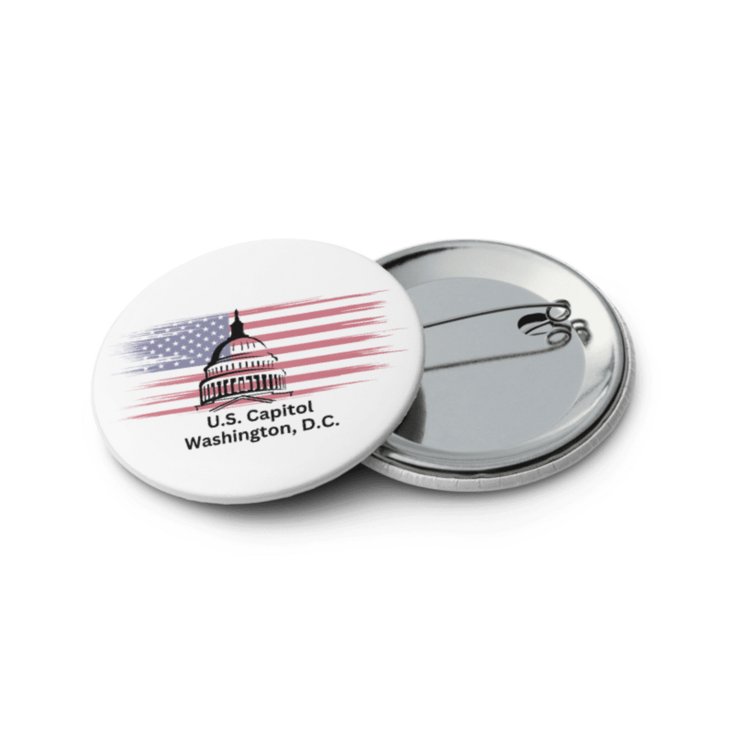 U.S. Capitol Button with American Flag Background