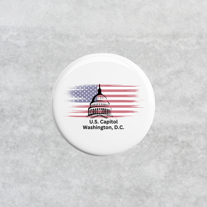 U.S. Capitol Button with American Flag Background